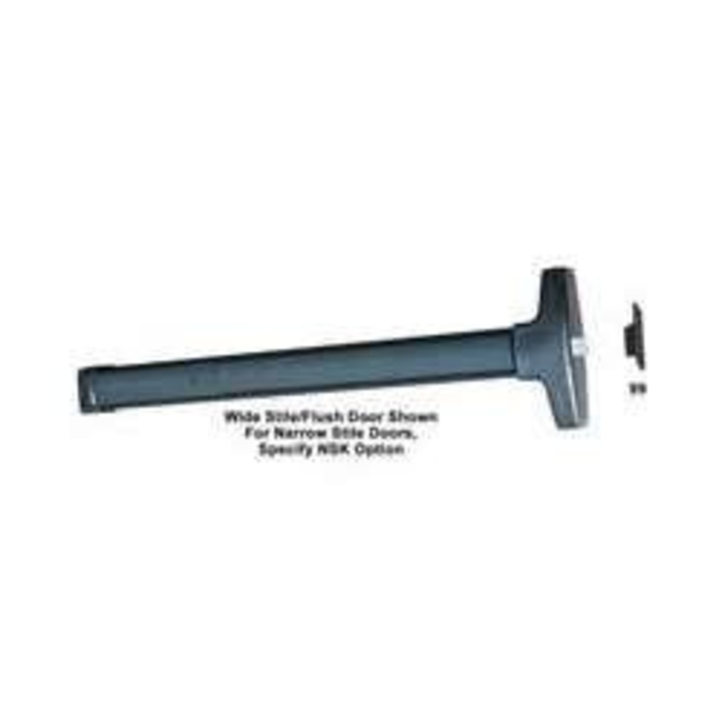 Detex V40W LD 711 99 48 Value Series Narrow Stile Rim Exit Device, Less Dogging, 99 Surface Strike, 48 In. Device, Satin Black Anodized Aluminum