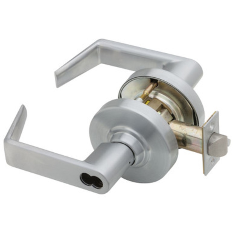 Schlage ALX80J RHO 626 Grade 2 Storeroom Cylindrical Lock with Field Selectable Vandlgard, Rhodes Lever, FSIC Less Core, Satin Chrome Finish, Non-handed