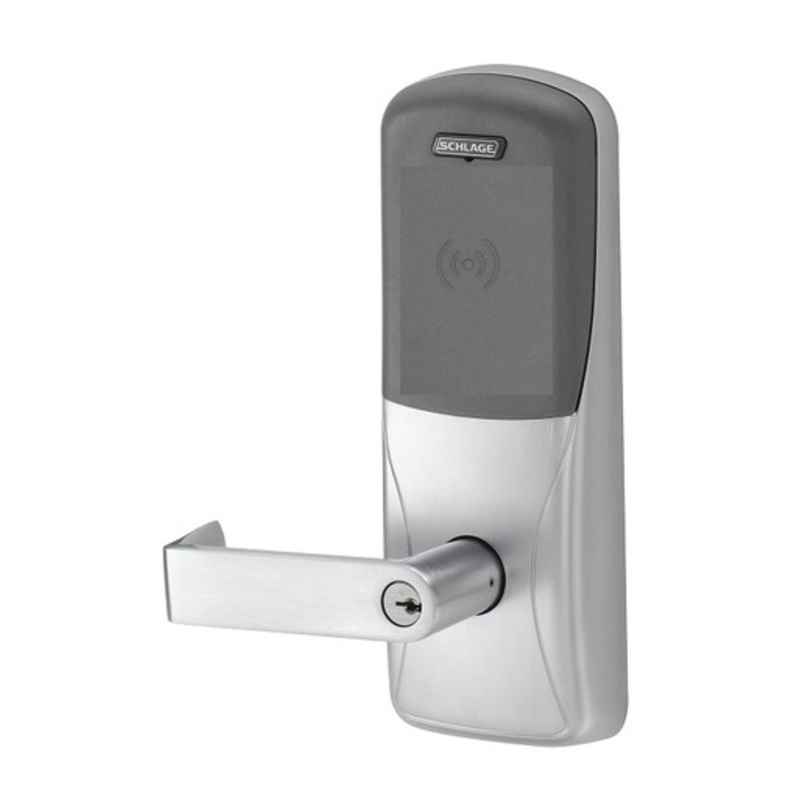 Schlage CO200993R70PRKRHO626B CO-200 Standalone Electronic Lock, Rim/Concealed Exit Device Trim, Classroom Function, Proximity Reader and Keyppad, Rhodes Style Lever, SFIC Prep, Satin Chrome