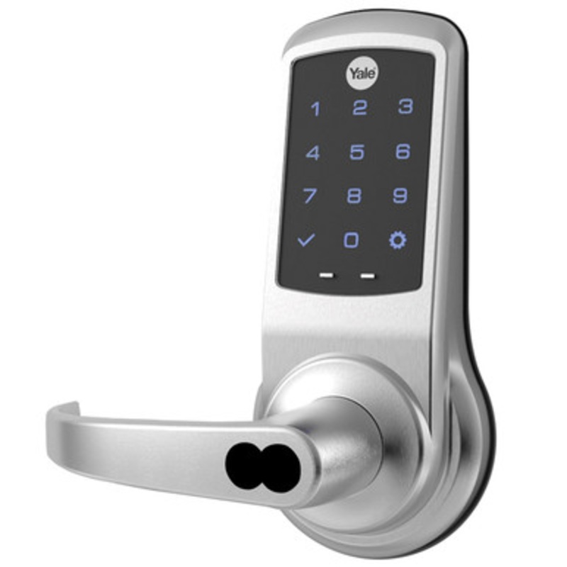 Yale B-PB-NTB622-NR 626 Grade 1 NexTouch Cylindrical Locks with Keypad Trim, Capacitive Touchscreen, Pacific Beach Lever, SFIC Prep Less Core, Satin Chrome Finish