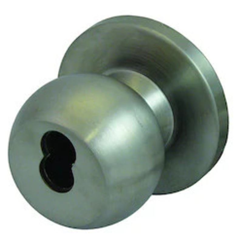 GENERAL LOCK K253B 630 IC 234 S ANSI Cylindrical Knobset, B-Knob, Grade-2, Square Latch, SFIC Keyway, 2-3/4 Backset, ANSI F109 Strike, Satin Stainless Steel, For Entry/Office