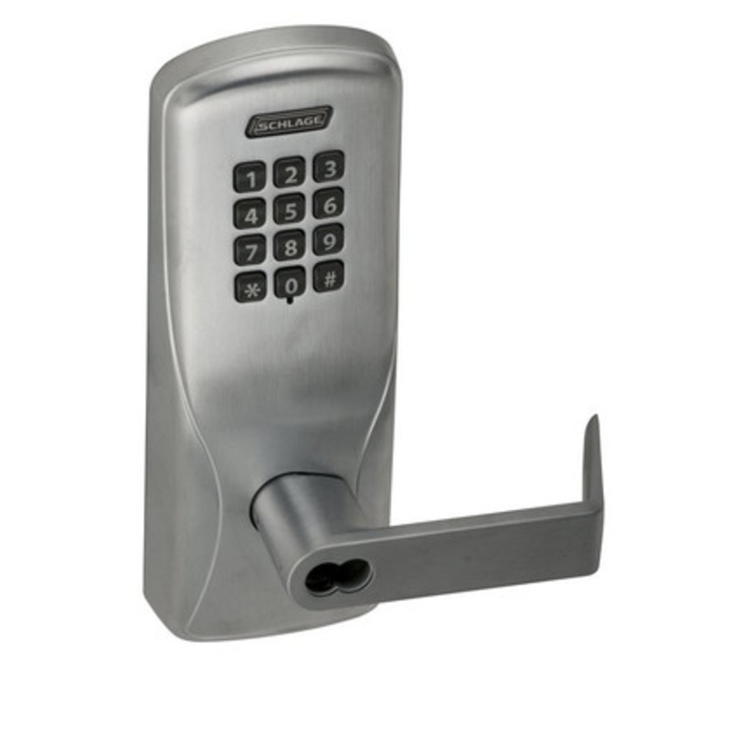 Schlage Electronics CO100CY50KPRHO626JD CO-100 Standalone Electronic Lock, Cylindrical, Office Function, Keypad Reader, Rhodes Style Lever, FSIC Prep, Satin Chrome