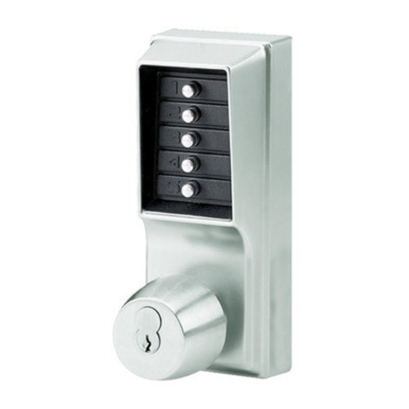 Simplex 1021M-026-41 Pushbutton Lock with Knob, Combination Entry and Medeco Core Override in Bright Chrome