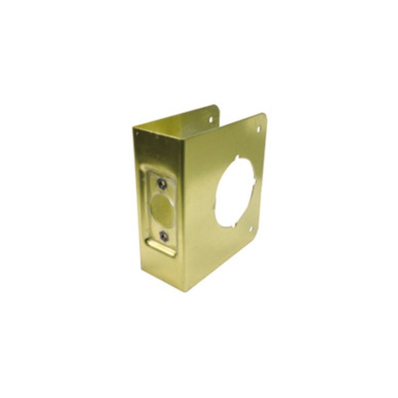 General Lock Remodeling Wrap-Around Plate – Short for Deadbolt, Cylindrical Locks, or Tubular Locks, 2-3/8 Backset, 1-3/8 Door, 2-1/8 Crossbore Hole, 4 Wide X 4-1/2, US3 Polished Brass Finish
