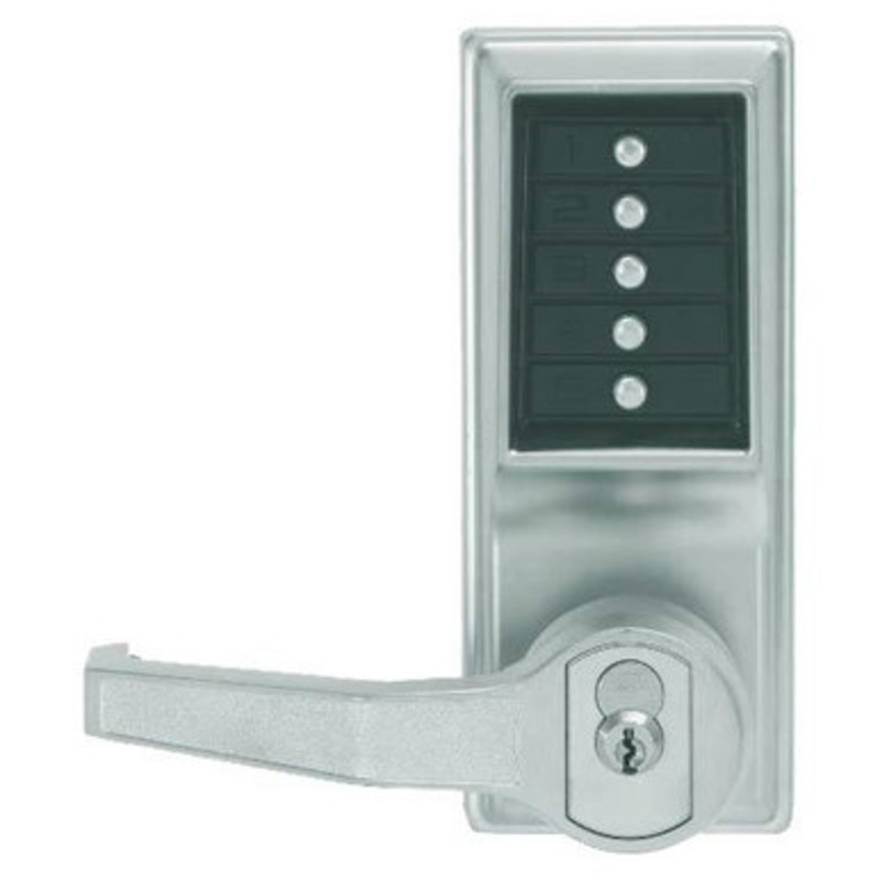 Dormakaba Simplex LR1021S-026-41 Pushbutton Lever Lock with Schlage Core Override in Bright Chrome