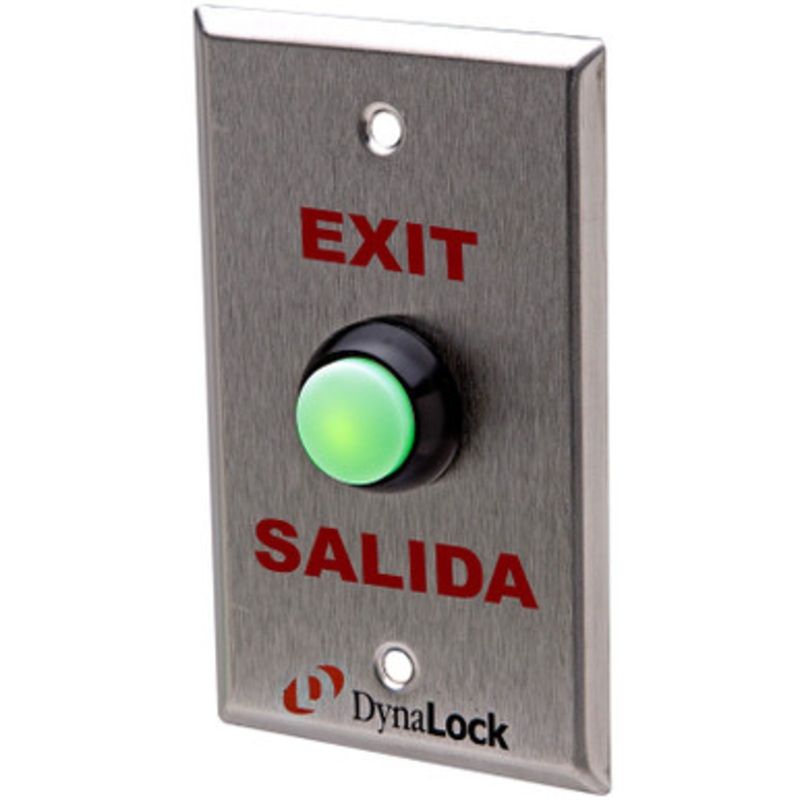 DynaLock 6173 Faceplate Silkscreened Weatherproof Pushbutton EXIT/SALIDA