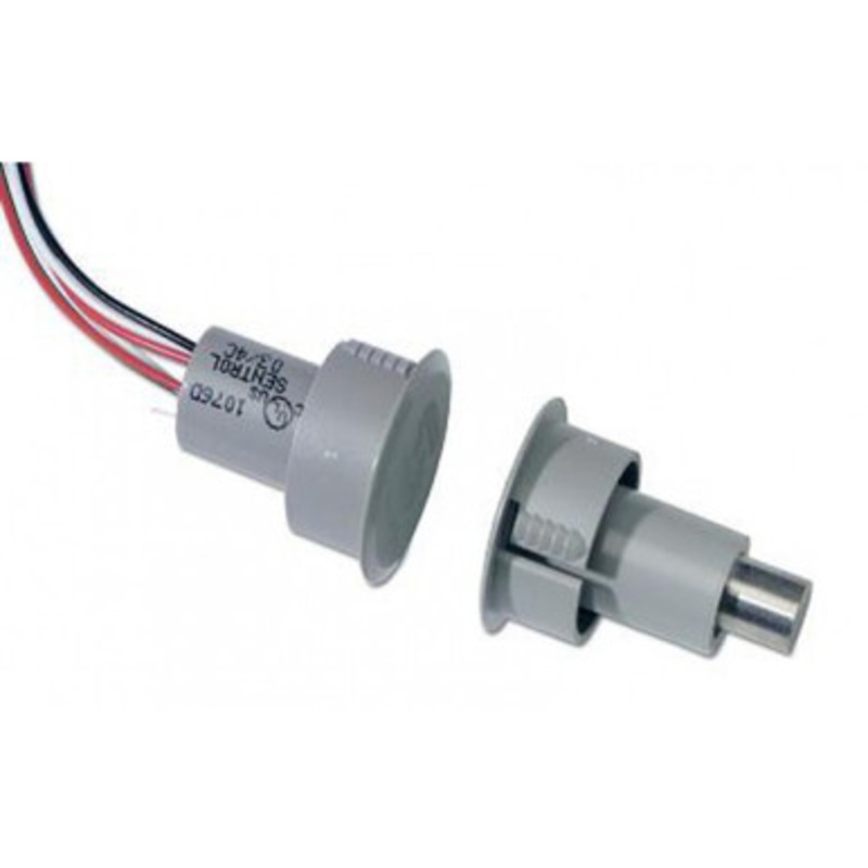 GE 1076D-G Recessed Door Contact with Wire Leads, 1 Diameter, DPDT, 1/2 Gap Size, Double Pole-Double Throw