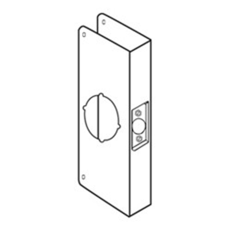 General Lock Remodeling Wrap-Around Plate for Cylindrical or Tubular Locks, 2-3/4 Backset, 1-3/4 Door, 2-1/8 Crossbore Hole, 4-1/4 Wide X 9 High, US3 Polished Brass Finish