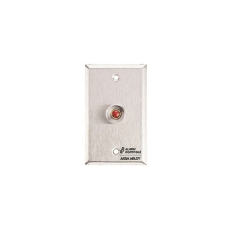Alarm Controls RP-26 Remote Station Plate, NO, Pushbutton, Single Gang, Satin Stainless Steel