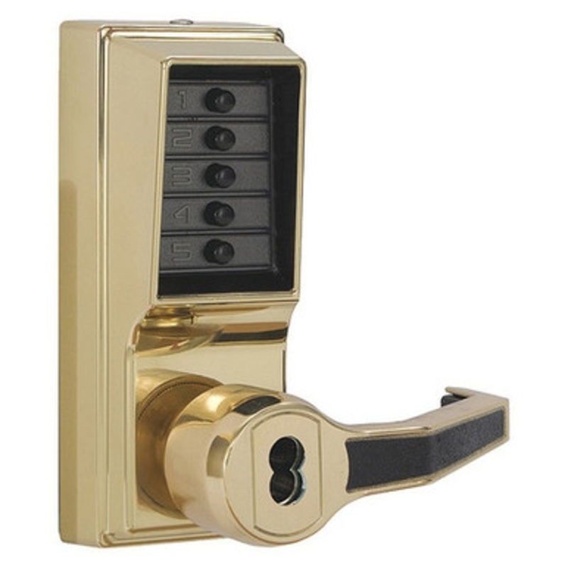 Dormakaba Simplex LR1021B-03-41 Pushbutton Lever Lock with Best Core Override in Bright Brass