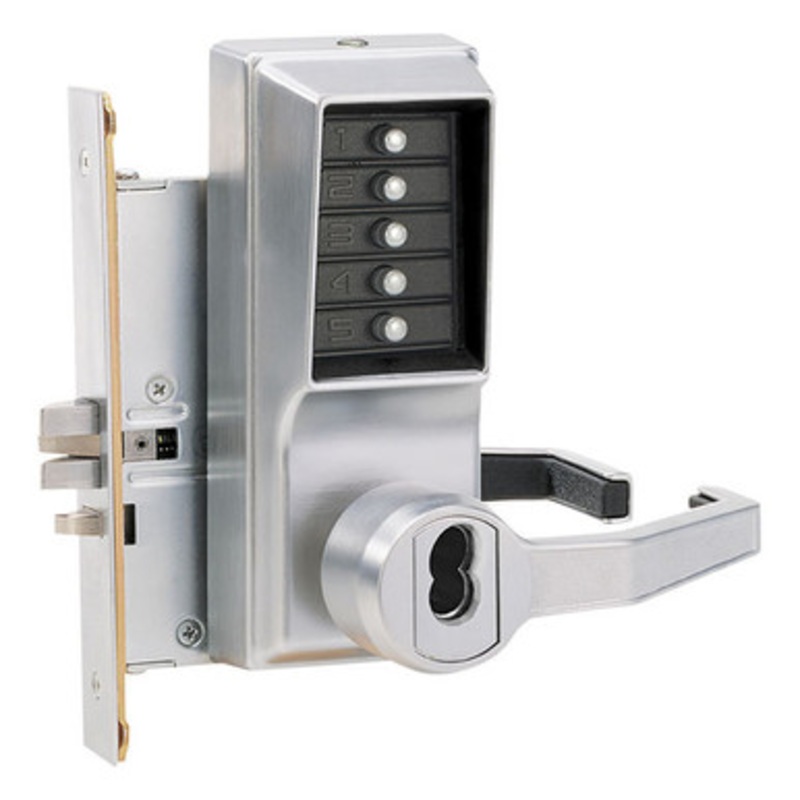 Simplex LR8146B-26D-41 Pushbutton Mortise Lock with Lever Best Core override in Satin Chrome