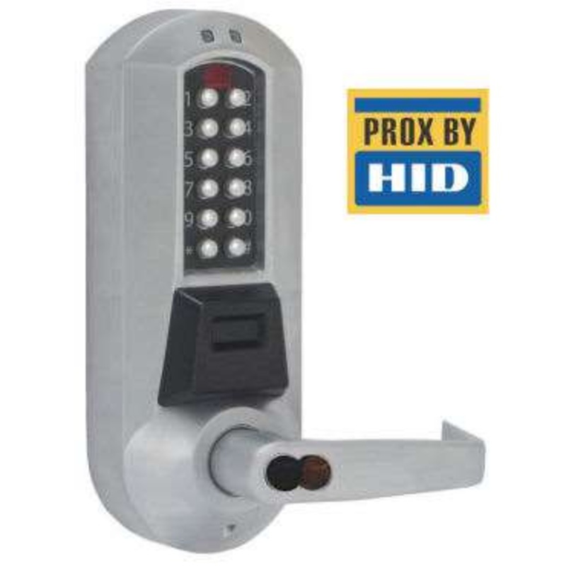 Dormakaba Eplex 5731SWL-626-41 Cylindrical Lever Dual Credential Lock Schlage Core Override Prepped Satin Chrome