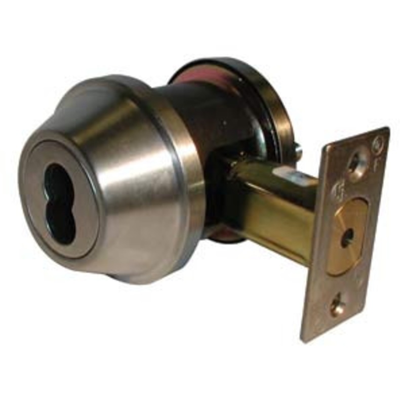 General Lock Single Cylinder Deadlock, US26D Satin Chrome 6-Way Adjustable Latch, Small Format IC Core Prep, Grade 2, Door Thickness 1-9/16 to 2