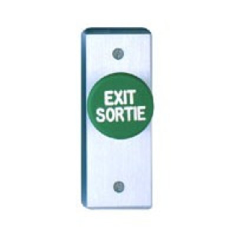 Camden CM-4120GE Mushroom Exit Switch Push Button, Narrow Cast Aluminum Faceplate, 1-5/8 Button, Spring Return, N/O and N/C, DPST Momentary, Handicapped Logo