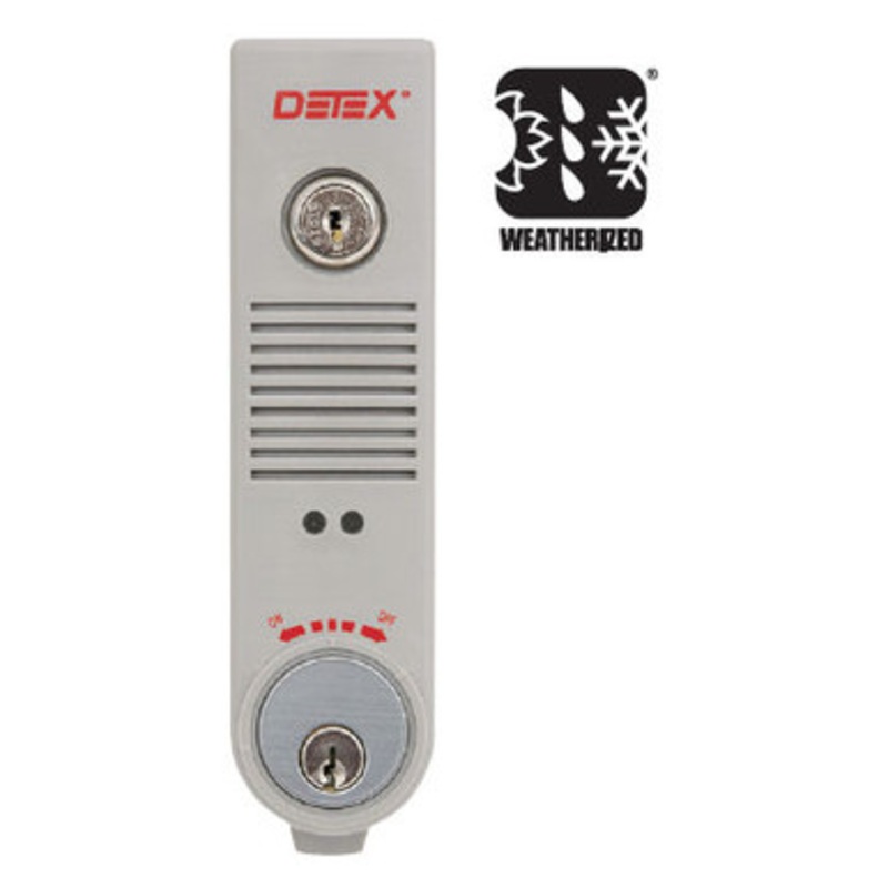Detex EAX-500W GRAY Exit Alarm, Surface Mount, Battery Powered, Weatherized, Gray Finish