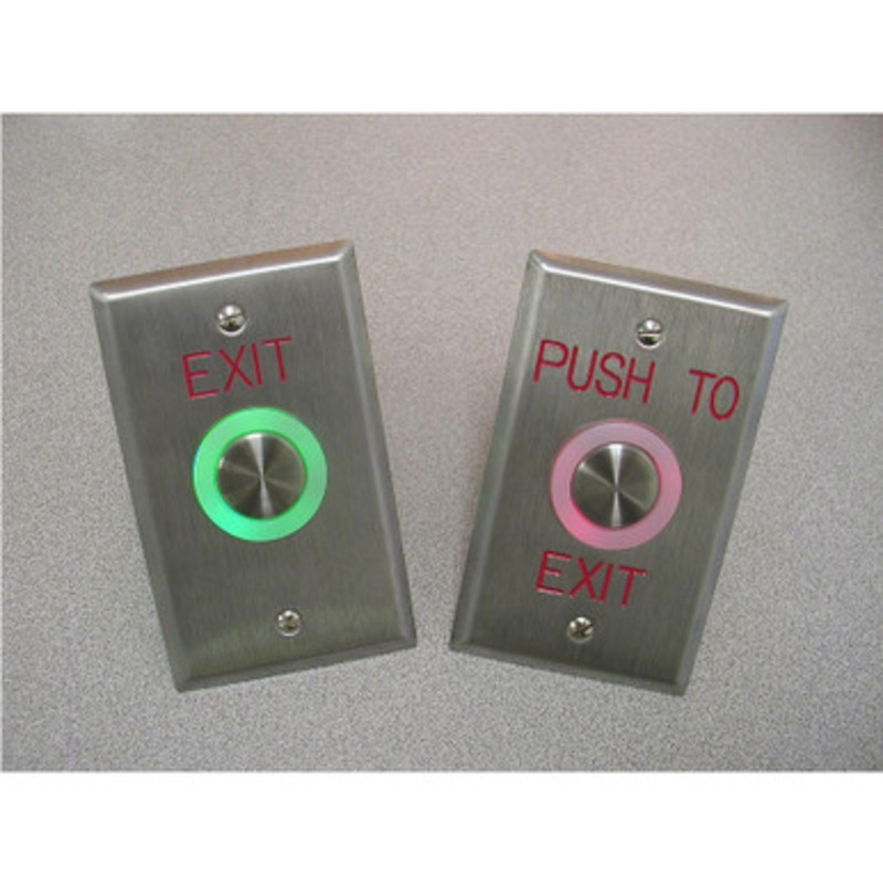 Dortronics W5277-PZLxE1 Touch Sensitive Weather Resistant Push Button Single Gang Plate (Push To Exit in RED Letter)