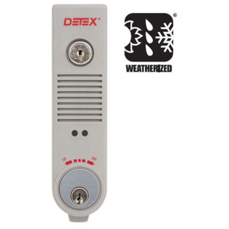 Detex EAX-300W GRAY Door Prop Alarm, Surface Mount, Battery Powered, Weatherized, Gray Finish
