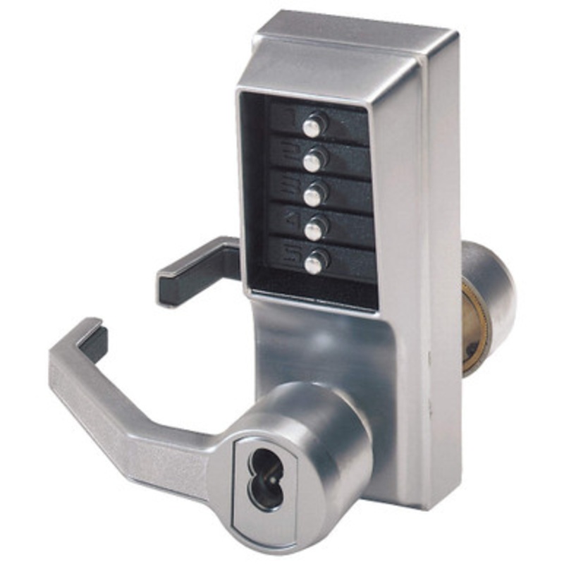 Dormakaba LL1021S-26D-41 Pushbutton Lever Lock Prepped For Schlage Core Override in Satin Chrome