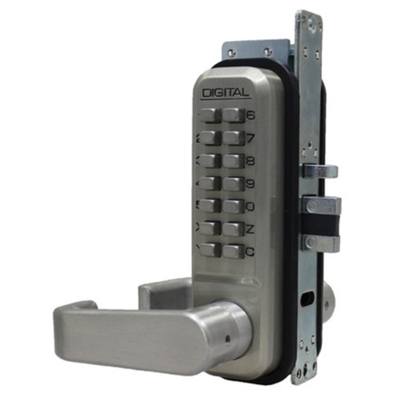 LOCKEY 2985DC Mechanical NARROW STYLE LEVER Keyless Door Lock – Dead Latch – DOUBLE SIDED (Combination on Both Ends)