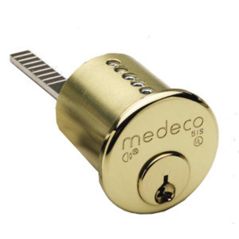 Medeco Rim cylinder, 5 pin, 1-1/4, bright chrome,