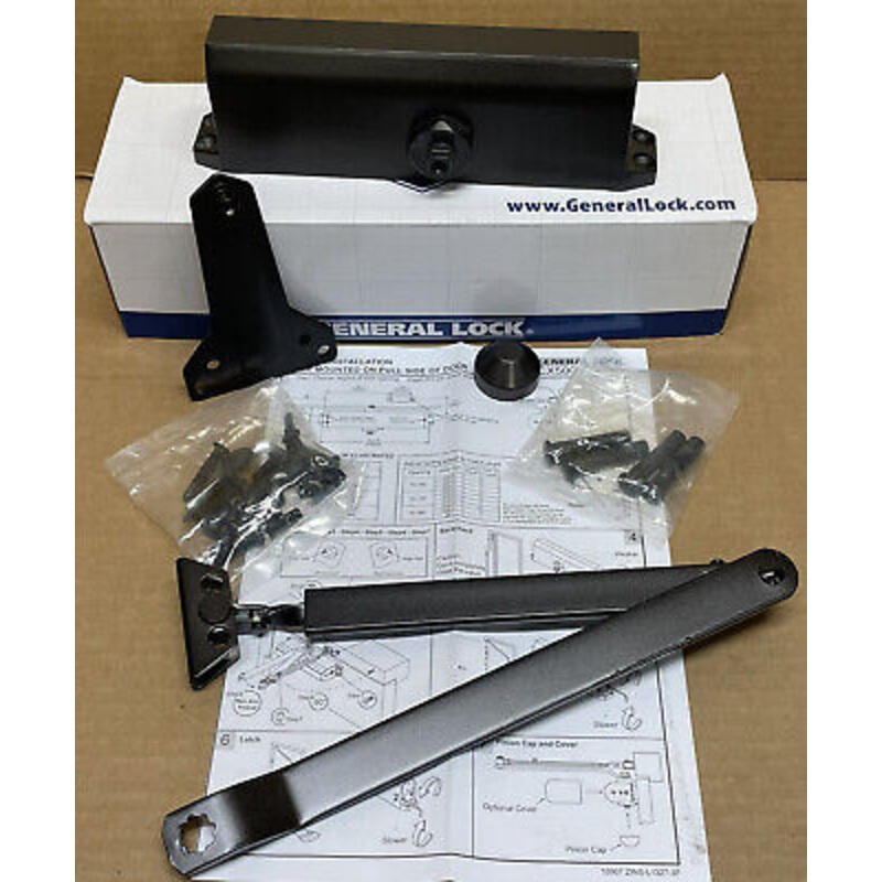 General Lock Door Closer Tri-Pack Full Cover Adjustable 1-6, Backcheck, Sex-Nuts and Bolts, Duronodic Finish