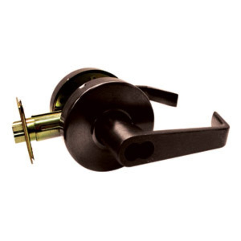 General Lock Entry Lock, S Lever Design, US10B Oil Rubbed Bronze Finish, Prepared for SFIC (Less Core), 2-3/4 Backset, Grade 2