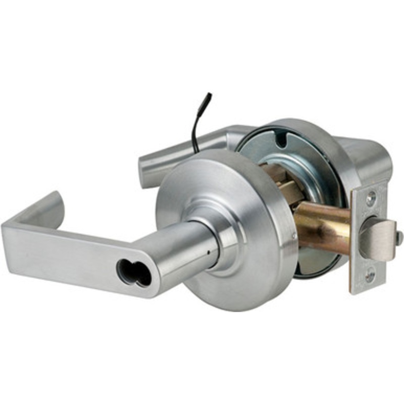 Schlage ND80BDEU RHO 626 RX Grade 1 Electrified Cylindrical Lock, Storeroom Function, 12-24V DC, Fail Secure, 2-3/4 Backset, RX, Rhodes Lever, SFIC Prep (less core), Satin Chrome