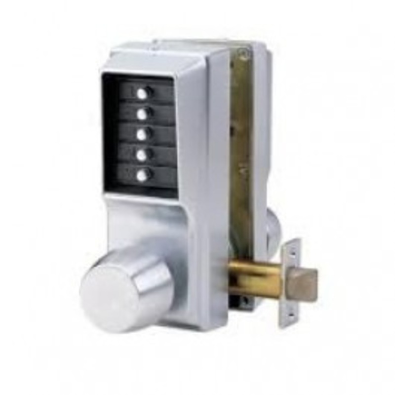 Simplex EE1011/EE1011-03-41 Cylindrical PBL Lock Withknob Entry/Egress Combination only 1/2in Thrw Float Fp With234in Bs in Bright Brass