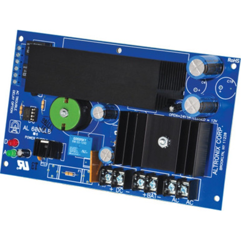 Altronix AL600ULB Power Supply Charger, Single Output, 12/24VDC @ 6A, Input 28VAC, Board