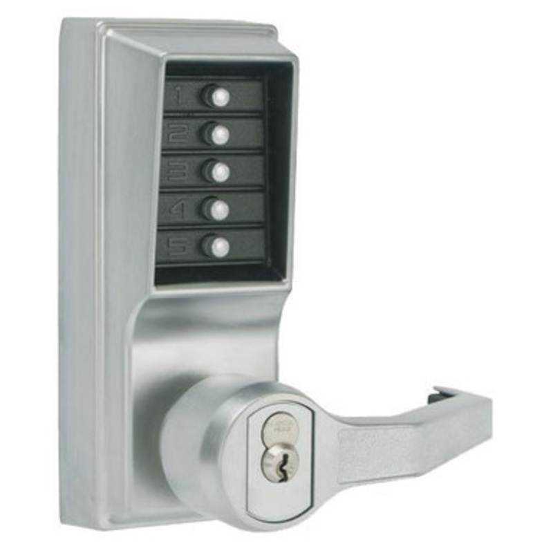 Dormakaba LL1021R-026-41 Pushbutton Lever Lock Prepped For Sargent Core Override in Bright Chrome