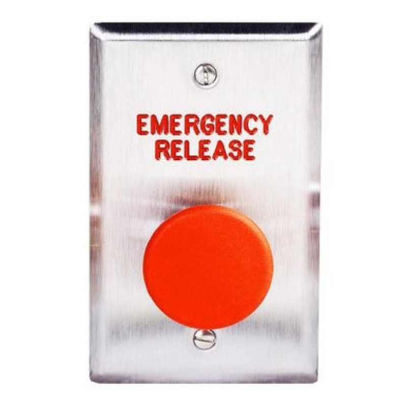 Dortronics 5211-MP23/RxL Momentary Action 1-9/16 Red Button Single Gang Plate w/ Bicolor LED (No Text)