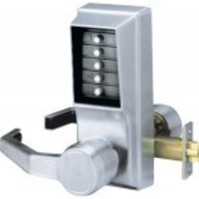 Simplex LL1031-26D-41 Passage Pushbutton Lever Lock with no Key Override in Satin Chrome