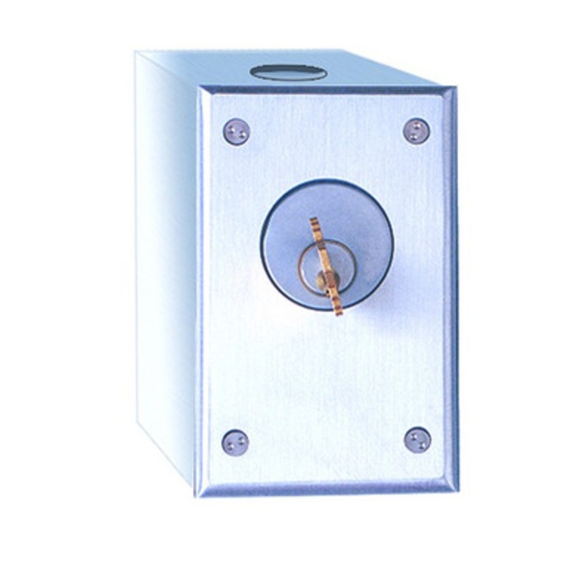 Camden CM-1000 Cast Aluminum Key Switch, Single Gang with Surface Mount Box, SPST Momentary, N/O