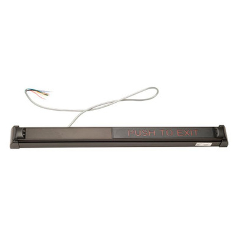 Schlage 672-42-313-RD-RHR Request to Exit TouchBar Dark Bronze w/ Red PUSH TO EXIT
