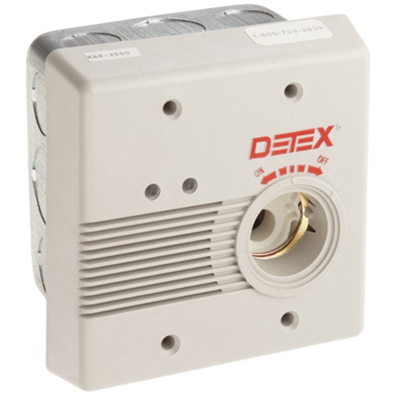 Detex EAX-2500S GRAY EAX-2500 Series – Wall Mount, Surface Mount AC/DC Powered Alarm, EA-561 Warning Sign and Black Box Included, Gray
