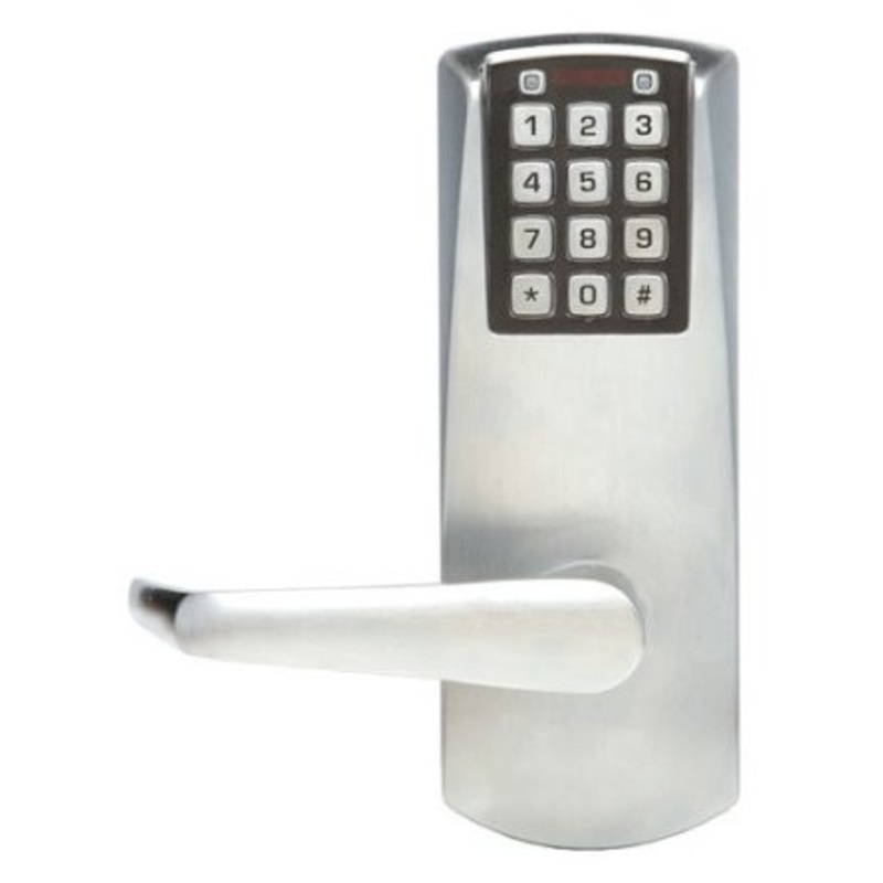 DormaKaba E2031LL-626-41 E-Plex 2000 Cylindrical Lock, 100 Access Codes, 1,000 Audit Events, 2-3/4 Backset, 1/2 Throw, No Key Override, Satin Chrome