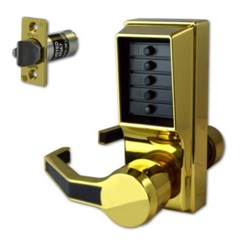 Dormakaba Simplex LL1011-03-41 Pushbutton Lever Lock with no Key Override in Bright Brass