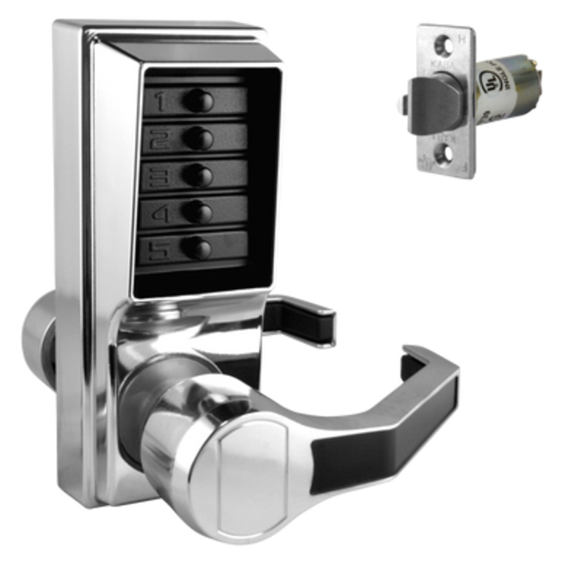 Dormakaba Simplex LR1011-026-41 Pushbutton Lever Lock with no Key Override in Bright Chrome