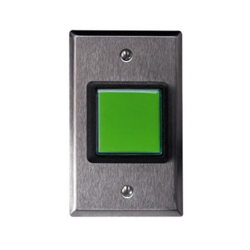 Dortronics 5215-SPBxLxAT Illuminated Square Green Push Button w/ Bicolor LED & Adjustable Timer