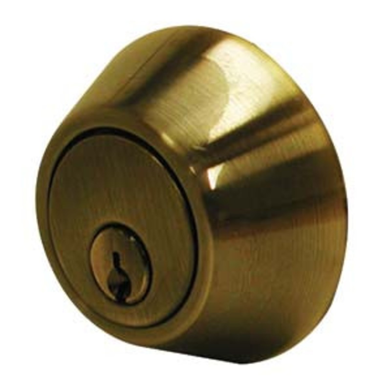 General Lock Single Cylinder Deadlock, US5 Antique Brass Finish, Kwikset Keyway, Adjustable Bolt, Grade 3