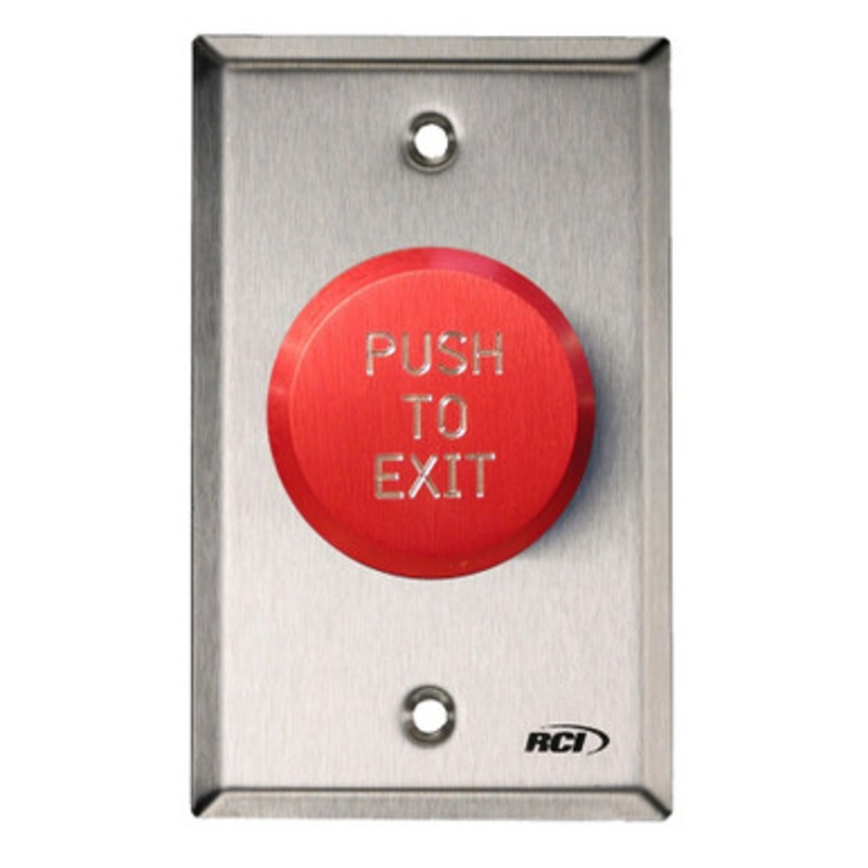 RCI 991E-PTD 32D Pneumatic Time Delay Button, Push to Exit, 1 to 45 Sec, Satin Stainless Steel