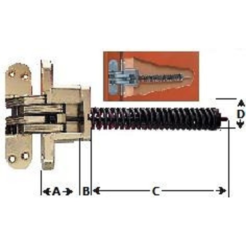 Soss 218IC-US4 Invisible Closer Hinge in Satin Brass