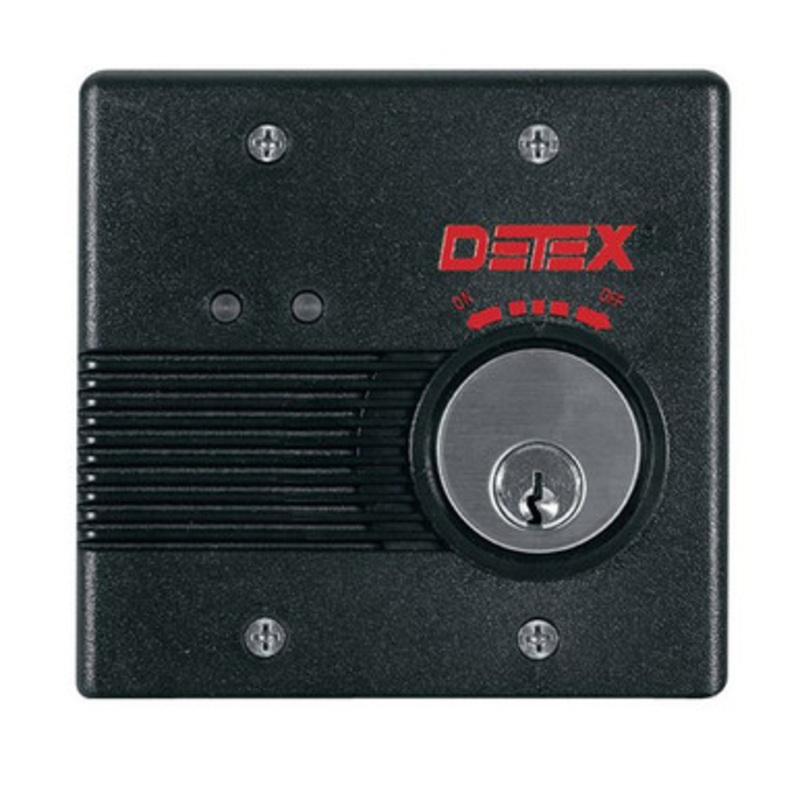 Detex EAX-2500S BLACK EAX-2500 Series – Wall Mount, Surface Mount AC/DC Powered Alarm, EA-561 Warning Sign and Black Box Included, Black