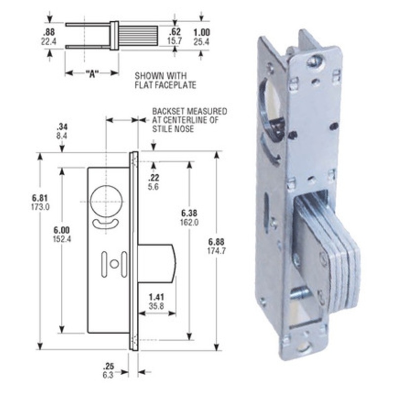 Door Deadbolt, Mortise, Non-Handed, 1-1/8 Backset, Aluminum/Duronodic, With (2) Flat/Radius Faceplates