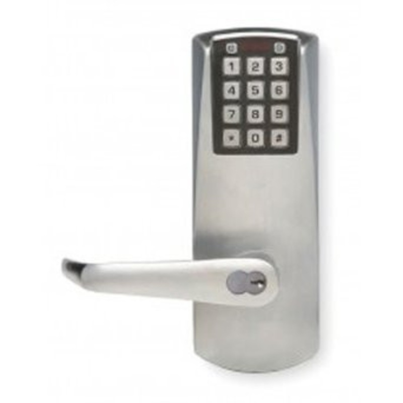 DormaKaba E2031BLL-606-41 E-Plex 2000 Cylindrical Lock, 100 Access Codes, 1,000 Audit Events, 2-3/4 Backset, 1/2 Throw, 6/7-Pin SFIC Prep, Less Core, Satin Brass