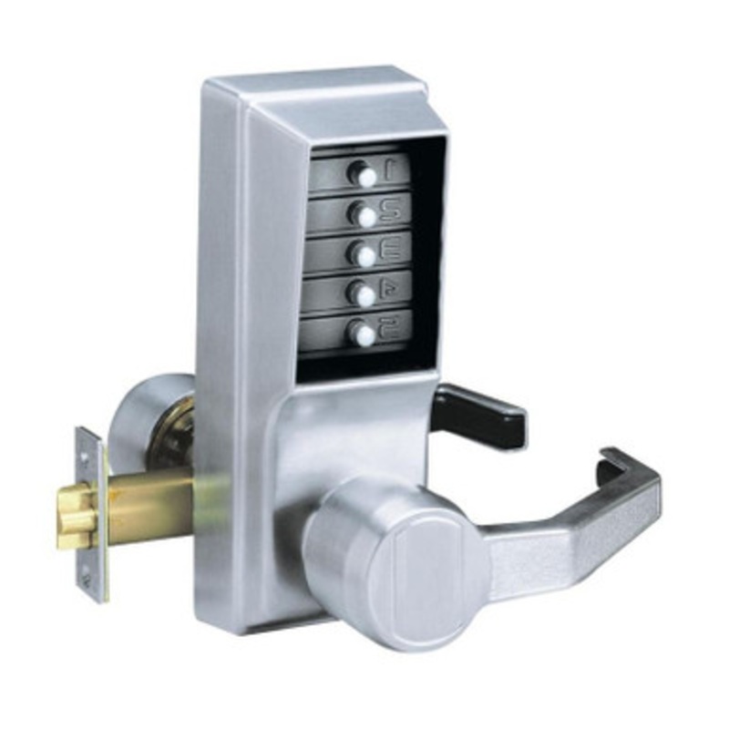 Dormakaba Simplex LR1011-26D-41 Pushbutton Lever Lock with no Key Override in Satin Chrome