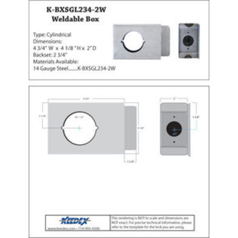 KEEDEX Weldable Gate Box K-BXSGL234-2W