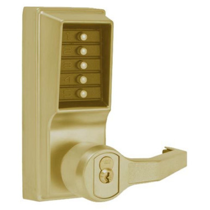 Dormakaba LL1041C-05-41 Pushbutton Lever Lock Prepped For Corbin Core Override in Antique Brass