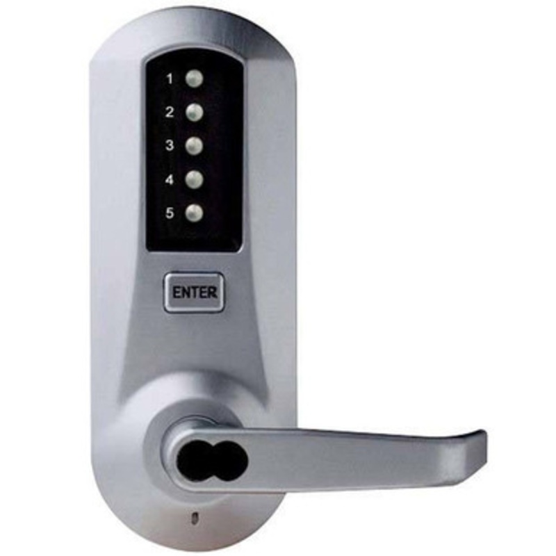 Dormakaba 5021CWLl-26D-41 Pushbutton Lever Lock with Corbin Core override in Satin Chrome