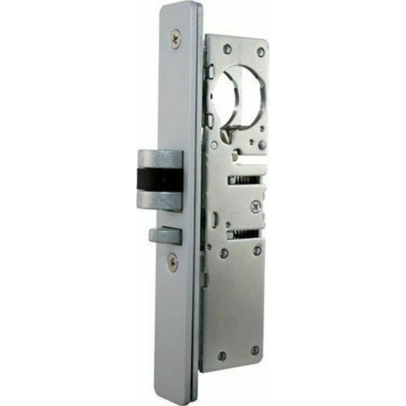 General Lock Mortise Entry Lock, 31/32 inches Backset, Narrow Stile Deadlatch, Complete with Flat and Radius Faceplates in Aluminum